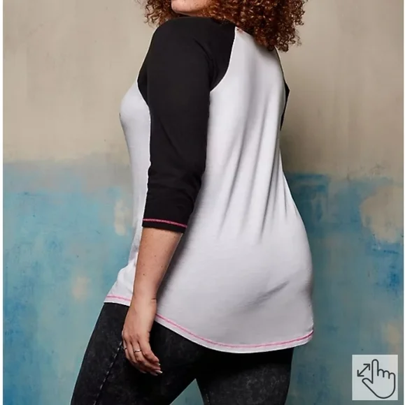 BASEBALL TEE - LOVESICK SNAKE WHITE & BLACK - Picture 2 of 2